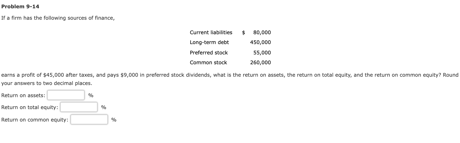 Solved Problem 9-14 If a firm has the following sources of | Chegg.com