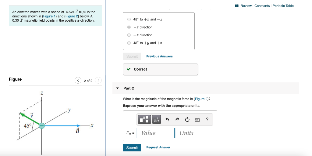 Solved An electron moves with a speed of 4.5×107 m/sm/s in | Chegg.com