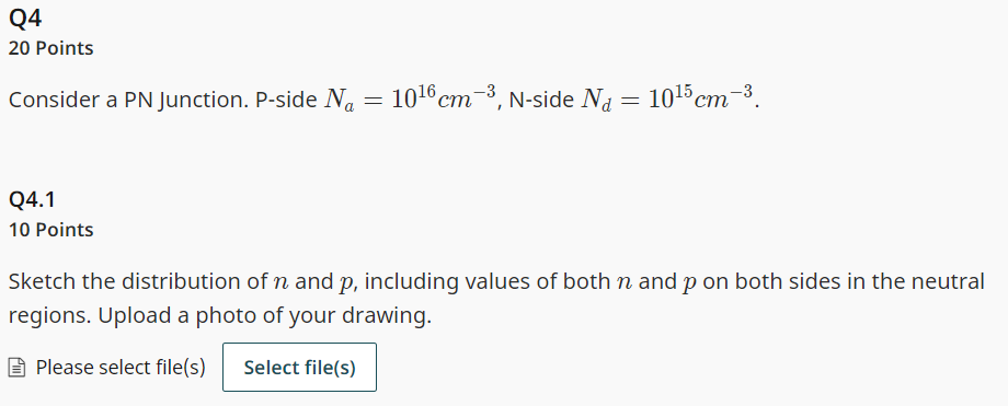 Solved Q4 20 Points Consider a PN Junction. P-side Na=1016 | Chegg.com
