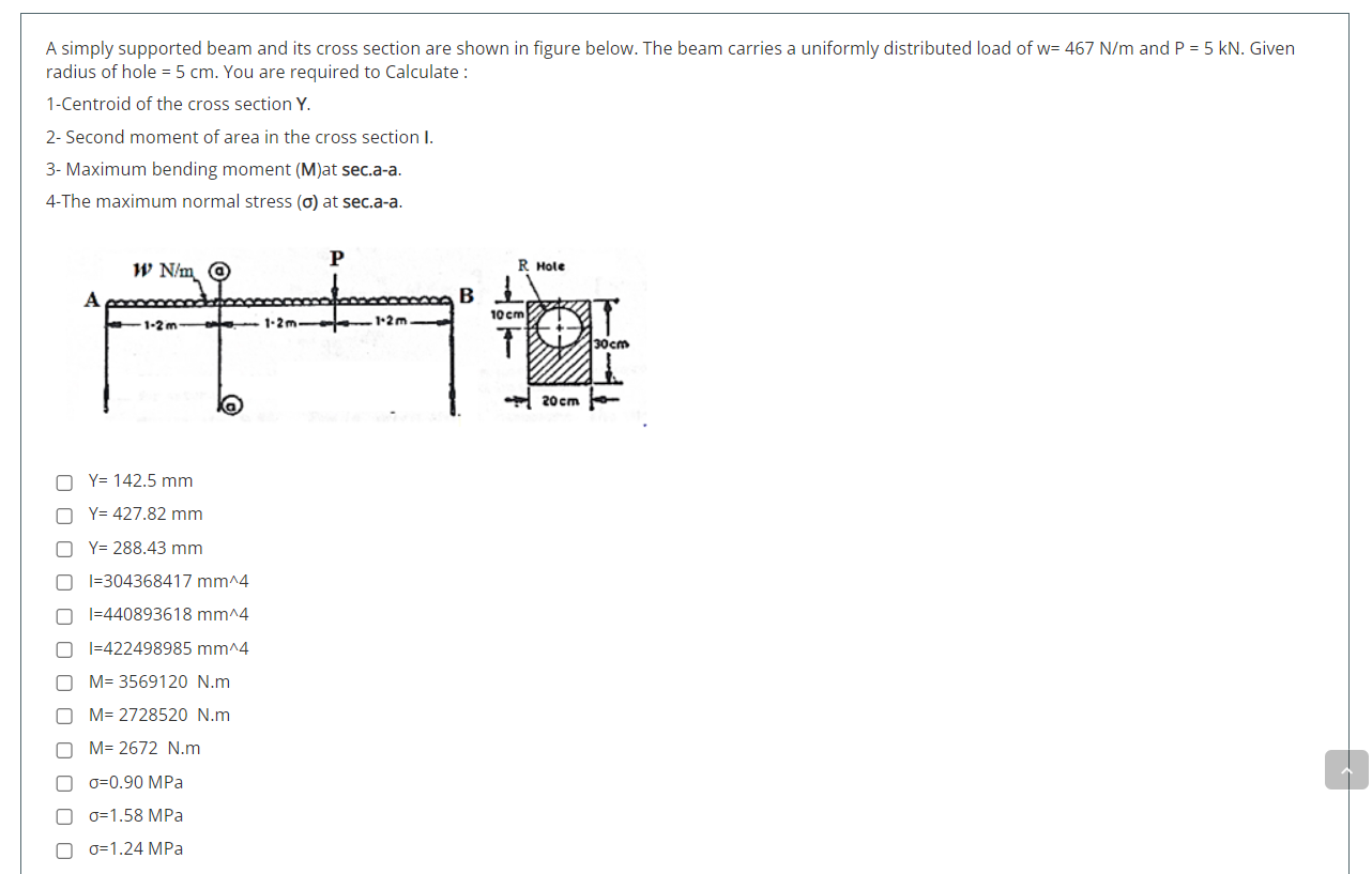 Solved A Simply Supported Beam And Its Cross Section Are | Chegg.com