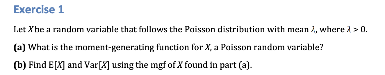 Solved Exercise 1 Let X be a random variable that follows | Chegg.com