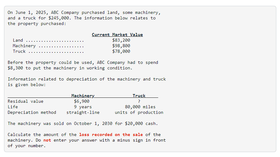 Solved On June 1, 2025, ABC Company purchased land, some