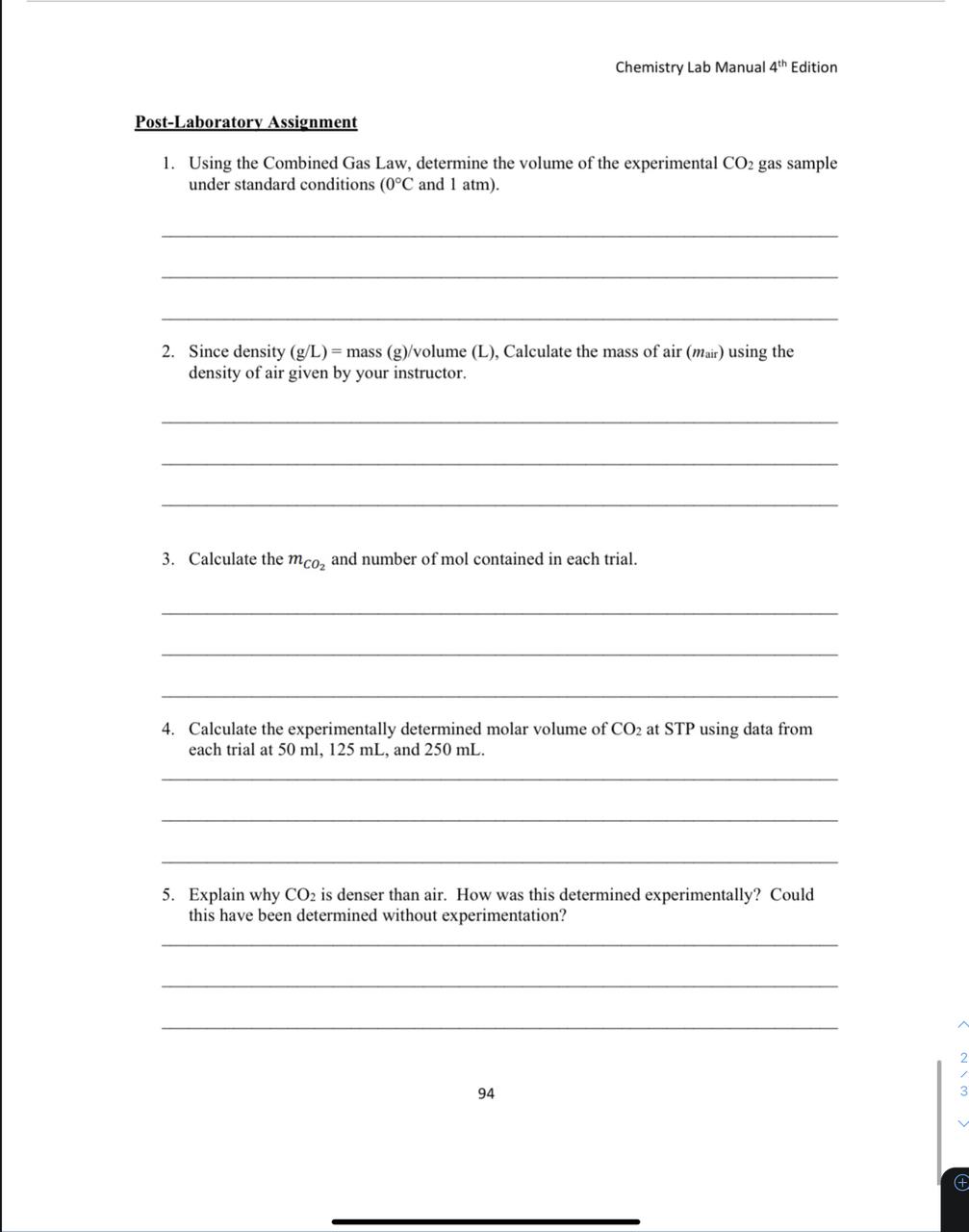 Chemistry Lab Manual 4th Edition Data Sheet Trial 1 | Chegg.com