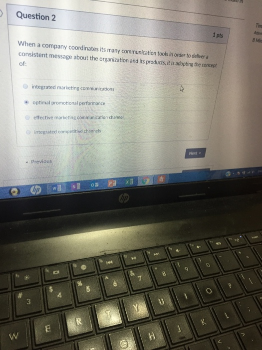 Solved Question 2 1 pts 8 Min When a company coordinates its | Chegg.com
