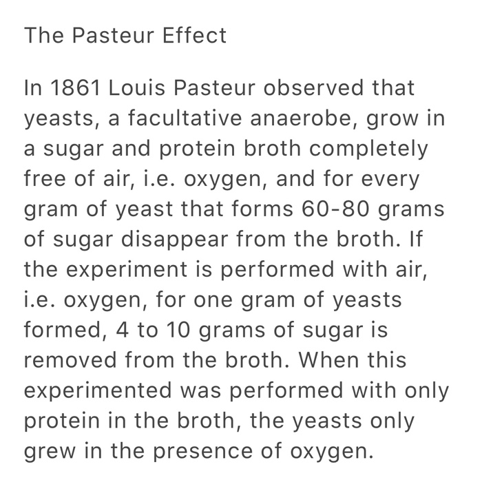 Solved The Pasteur Effect In 1861 Louis Pasteur observed