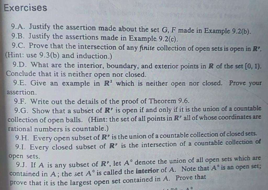 Solved 9.A. Justify the assertion made about the set G F Chegg