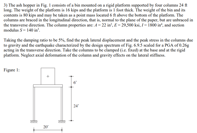 Solved 3) The ash hopper in Fig. 1 consists of a bin mounted | Chegg.com