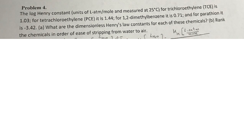 Solved Problem 4. The Log Henry Constant (units Of | Chegg.com