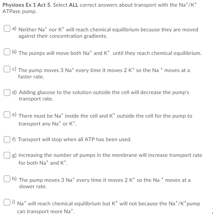 Solved Physioex Ex 1 Act 5. Select ALL Correct Answers About | Chegg.com