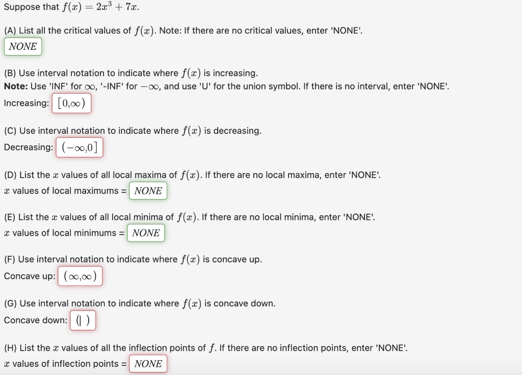 Solved Suppose That F(x)=2x3+7x. (A) List All The Critical | Chegg.com