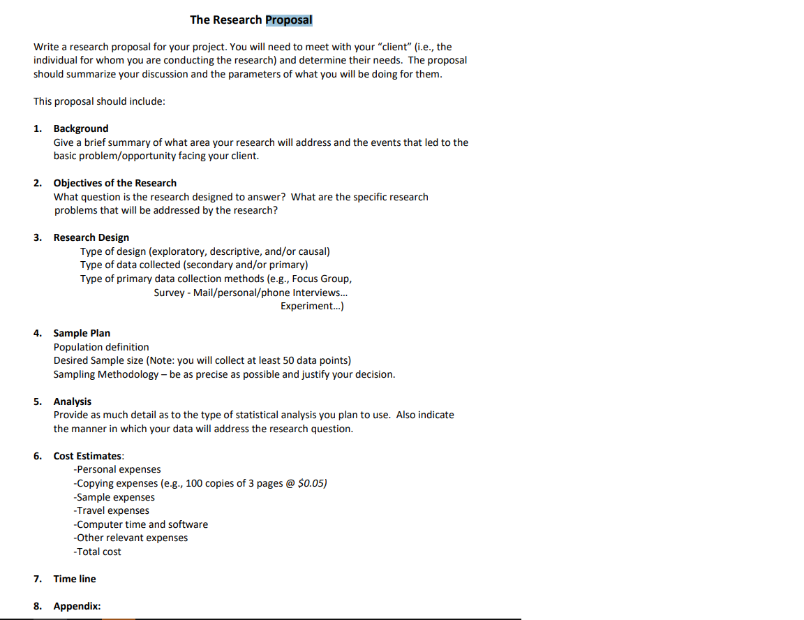 Solved Write a research proposal for your project. You will | Chegg.com