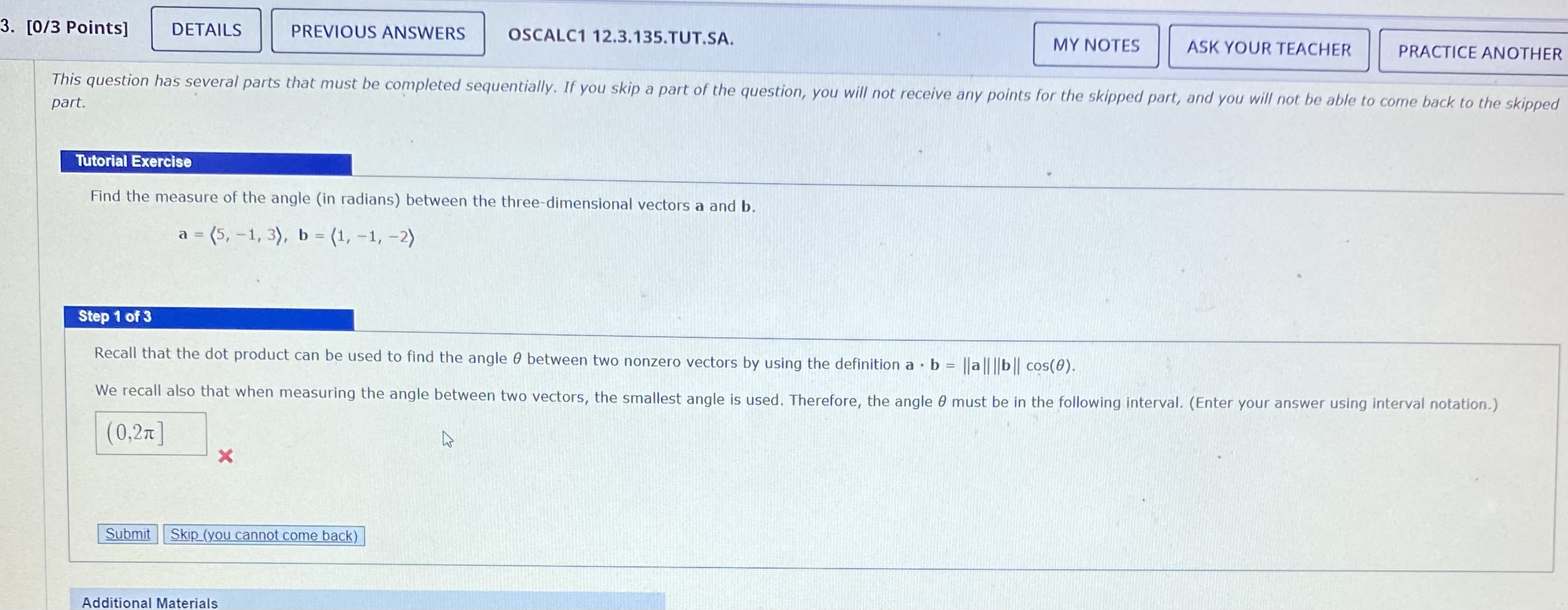 Solved Find The Measure Of The Angle (in Radians) Between | Chegg.com