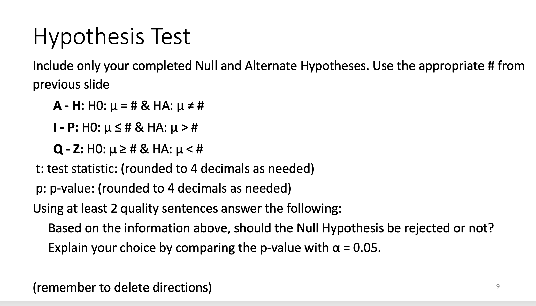 Solved Hypothesis Test (Directions, delete for submission) | Chegg.com