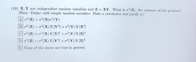 18 X Y Are Independent Random Variables And Z Chegg Com