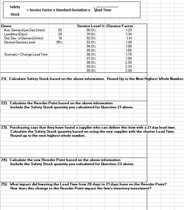Solved Safety = Service Factor x Standard Deviation x ead | Chegg.com