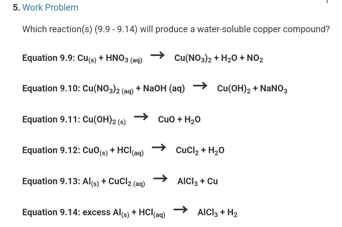 Solved Which reaction(s) (9.9 - 9.14) will produce a | Chegg.com