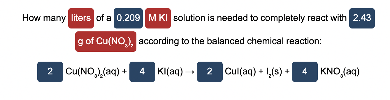 Solved How many liters of a 0.209 M KI solution is needed | Chegg.com