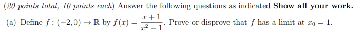 Solved (20 points total, 10 points each) Answer the | Chegg.com