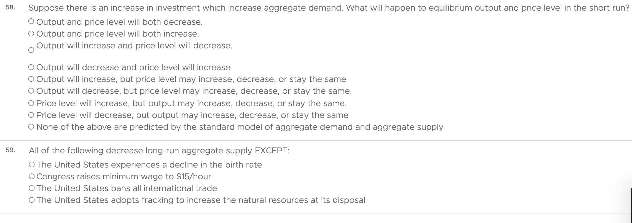 Solved 58. Suppose there is an increase in investment which | Chegg.com