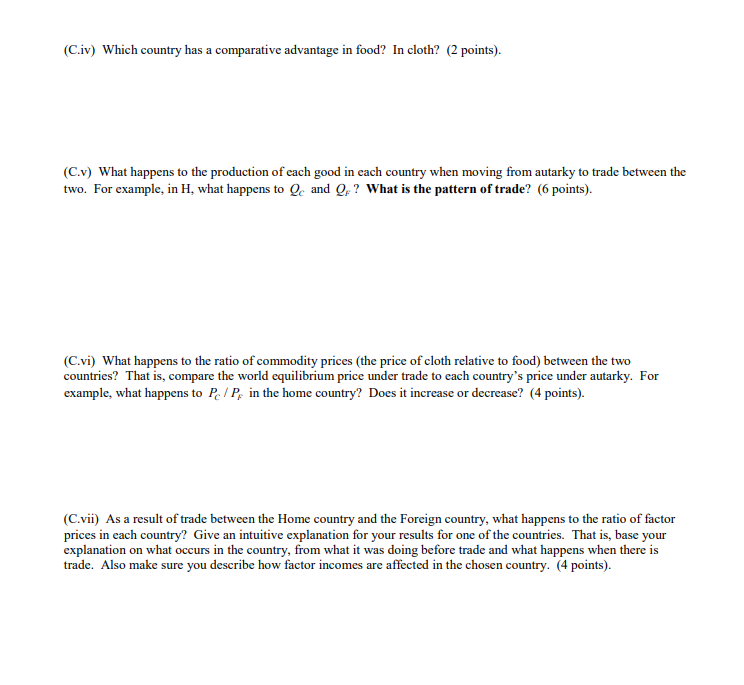 Solved C. Heckscher-Ohlin Model. Suppose all the assumptions | Chegg.com