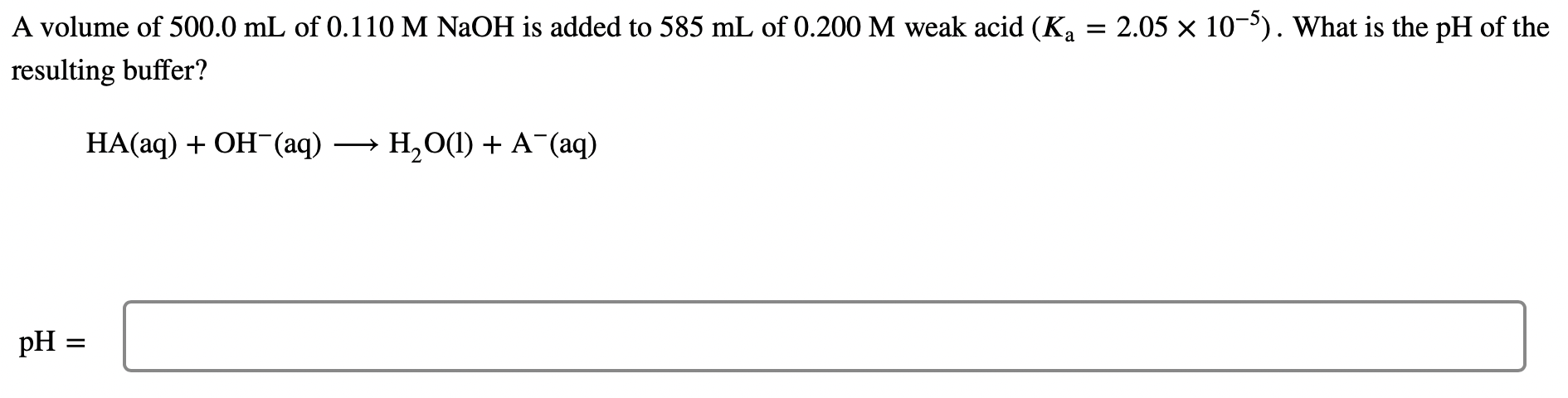 Solved = а A volume of 500.0 mL of 0.110 M NaOH is added to | Chegg.com