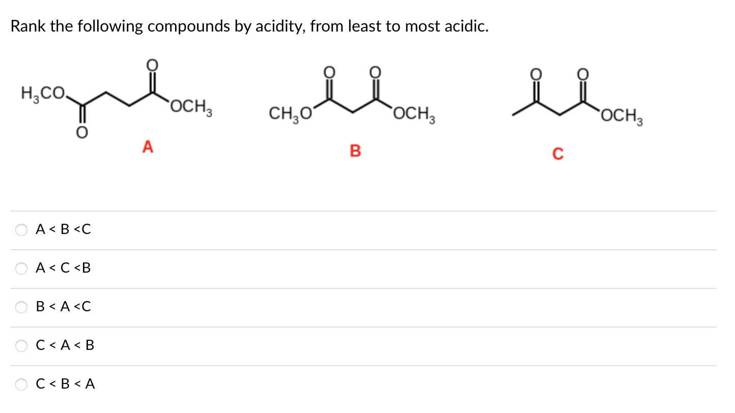 Solved Rank the following compounds by acidity, from least | Chegg.com