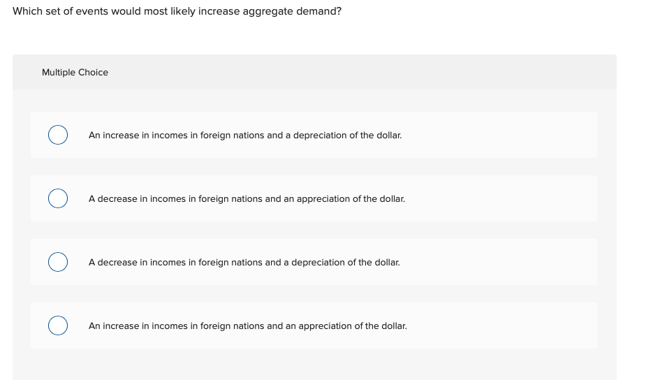 Solved A decrease in government spending will cause a(n): | Chegg.com