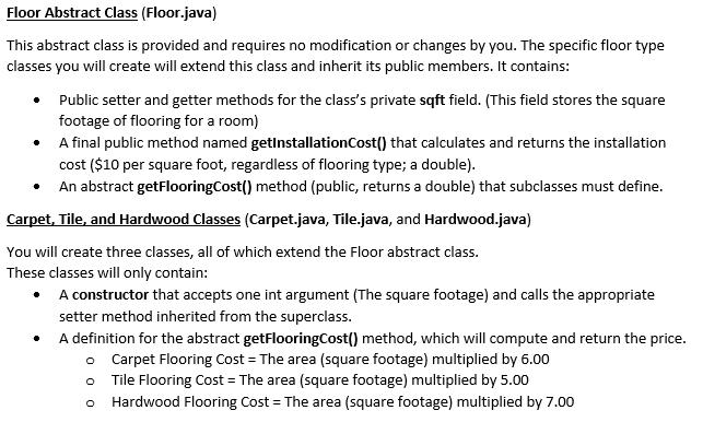 Solved A Java Program Flooring Quote Calculator For This