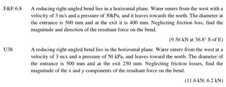 Solved A reducing right-angled bend lies in a horizontal | Chegg.com
