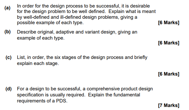Solved (a) In order for the design process to be successful, | Chegg.com
