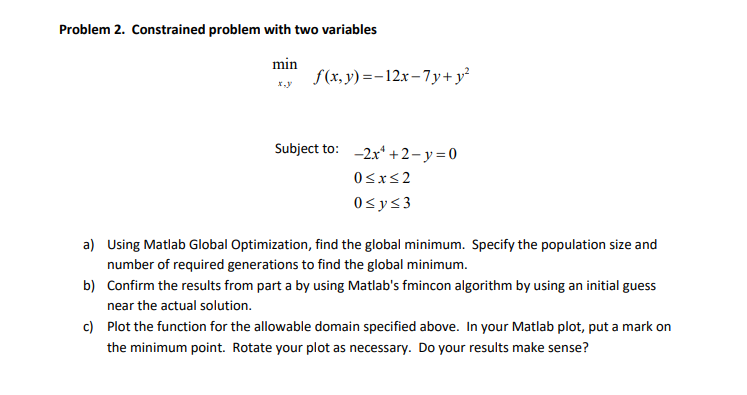 Solved Problem 2. Constrained problem with two variables | Chegg.com