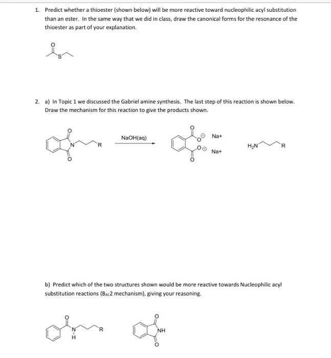 Solved Predict whether a thioester (shown below) will be | Chegg.com