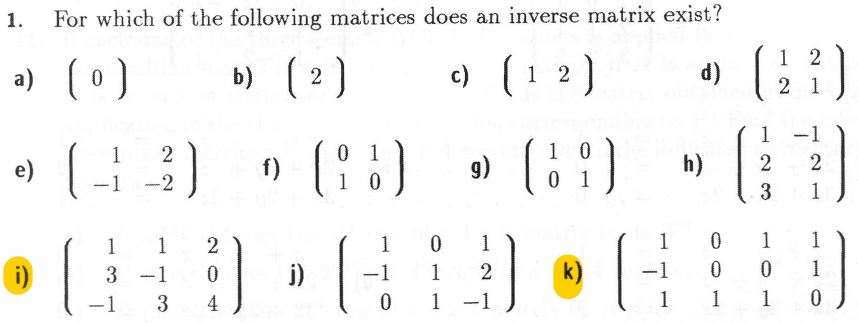 Solved 1. For which of the following matrices does an | Chegg.com
