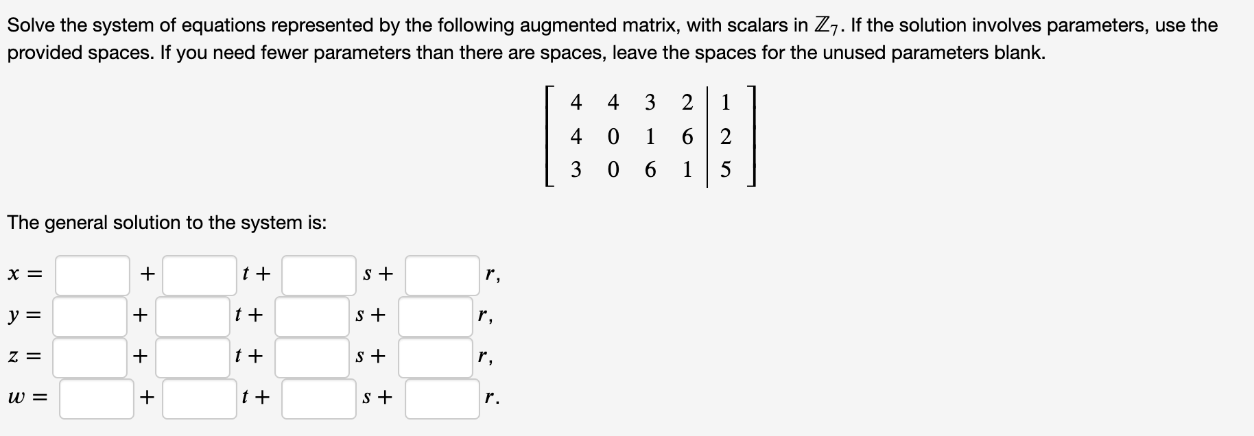 Solved Solve the system of equations represented by the | Chegg.com