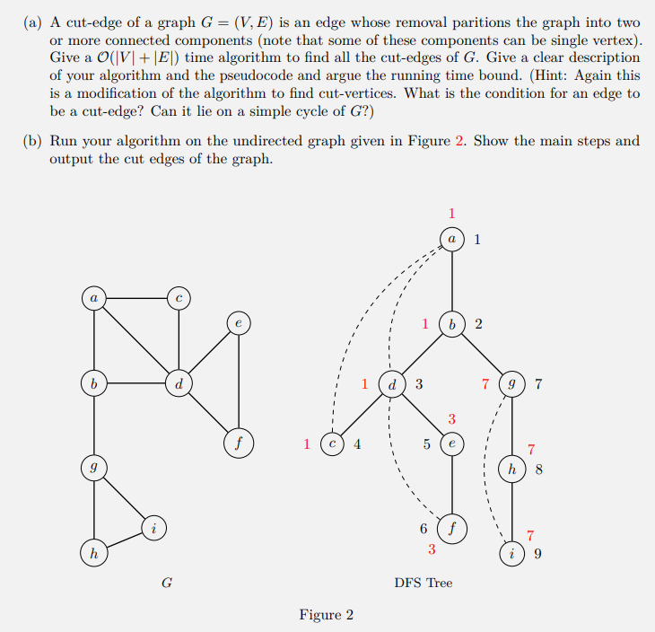 Solved (a) A cut-edge of a graph G = (V, E) is an edge whose | Chegg.com