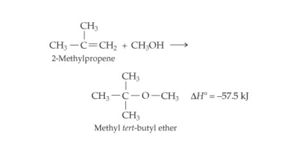 Solved Methyl Tert Butyl Ether Mtbe C5h12o Δhf∘ −313 6