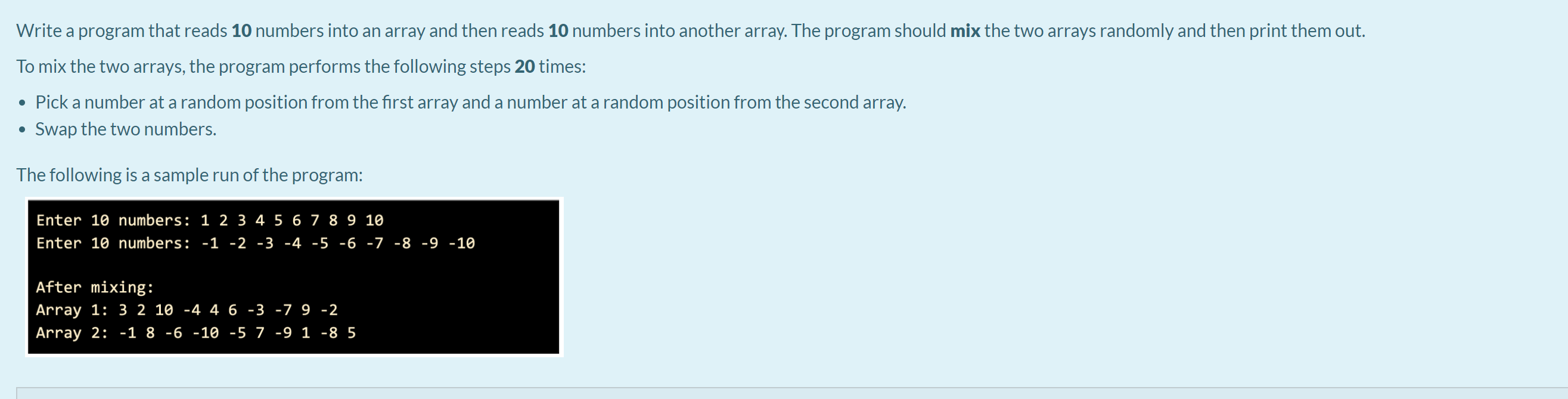 Solved Write a program that reads 10 numbers into an array | Chegg.com