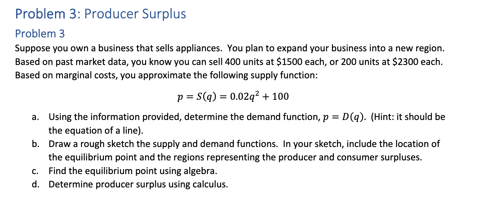 Solved Problem 3 Suppose you own a business that sells | Chegg.com