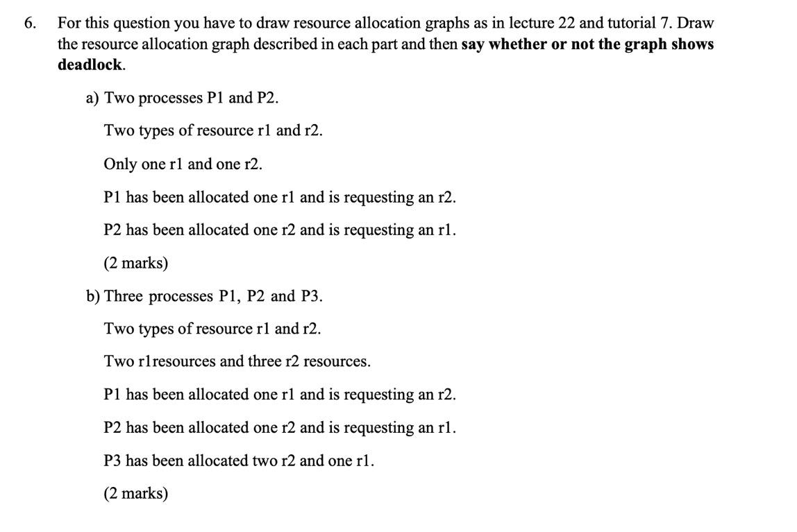 Solved 6. For this question you have to draw resource | Chegg.com