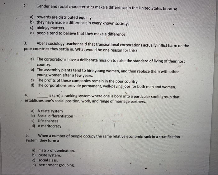 Solved Gender and racial characteristics make a difference | Chegg.com