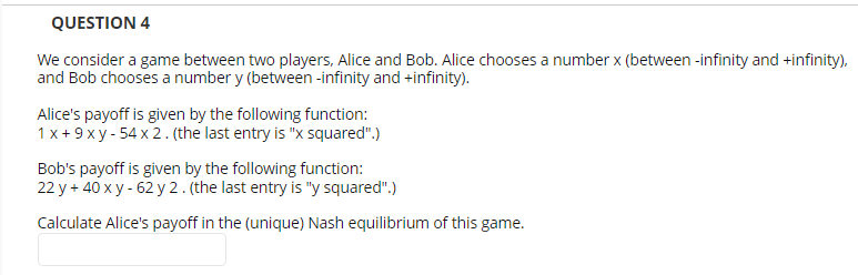 Solved QUESTION 4 We consider a game between two players, | Chegg.com