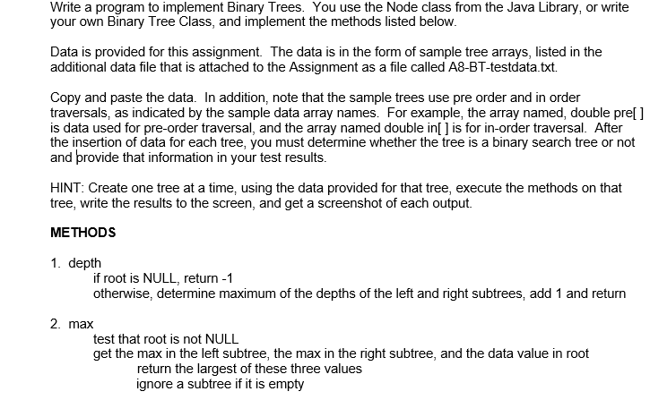 Write a program to implement Binary Trees. You use | Chegg.com