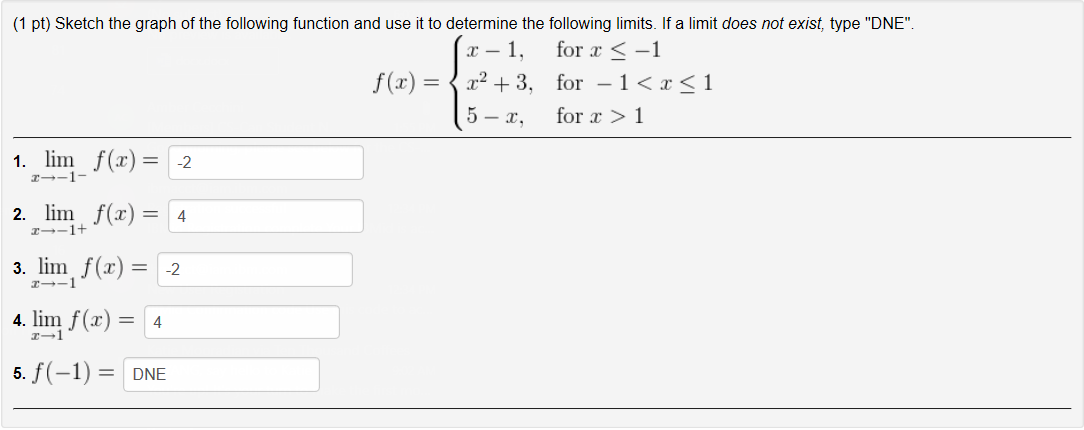 Solved (1 pt) Sketch the graph of the following function and | Chegg.com