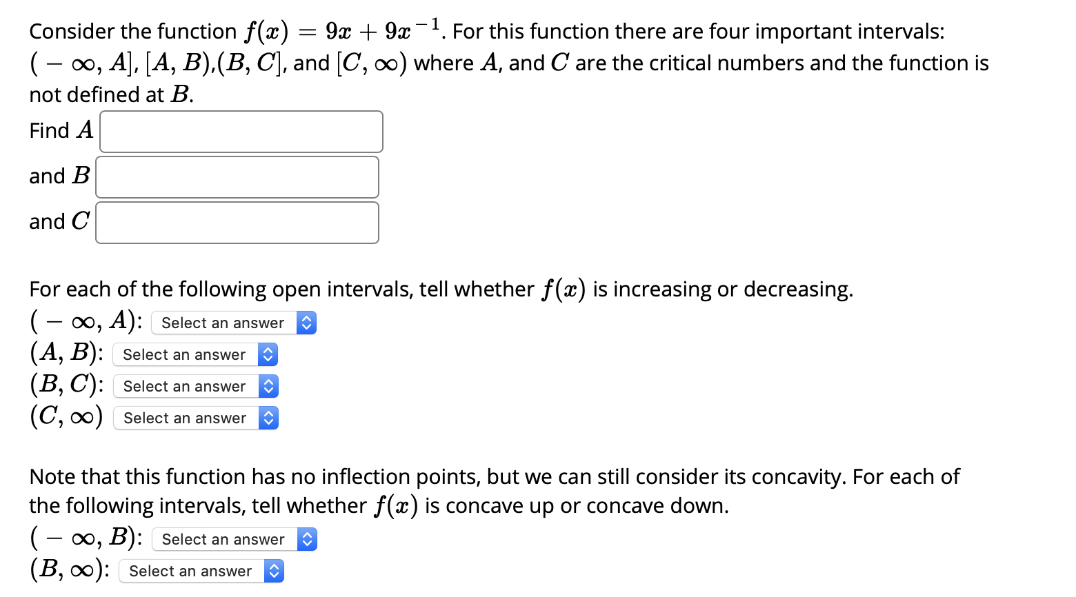 Solved Consider the function f(x) = 9x + 9x – 1. For this | Chegg.com