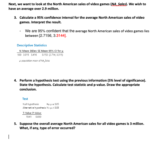 Solved We will continue using the Video Game dataset from | Chegg.com