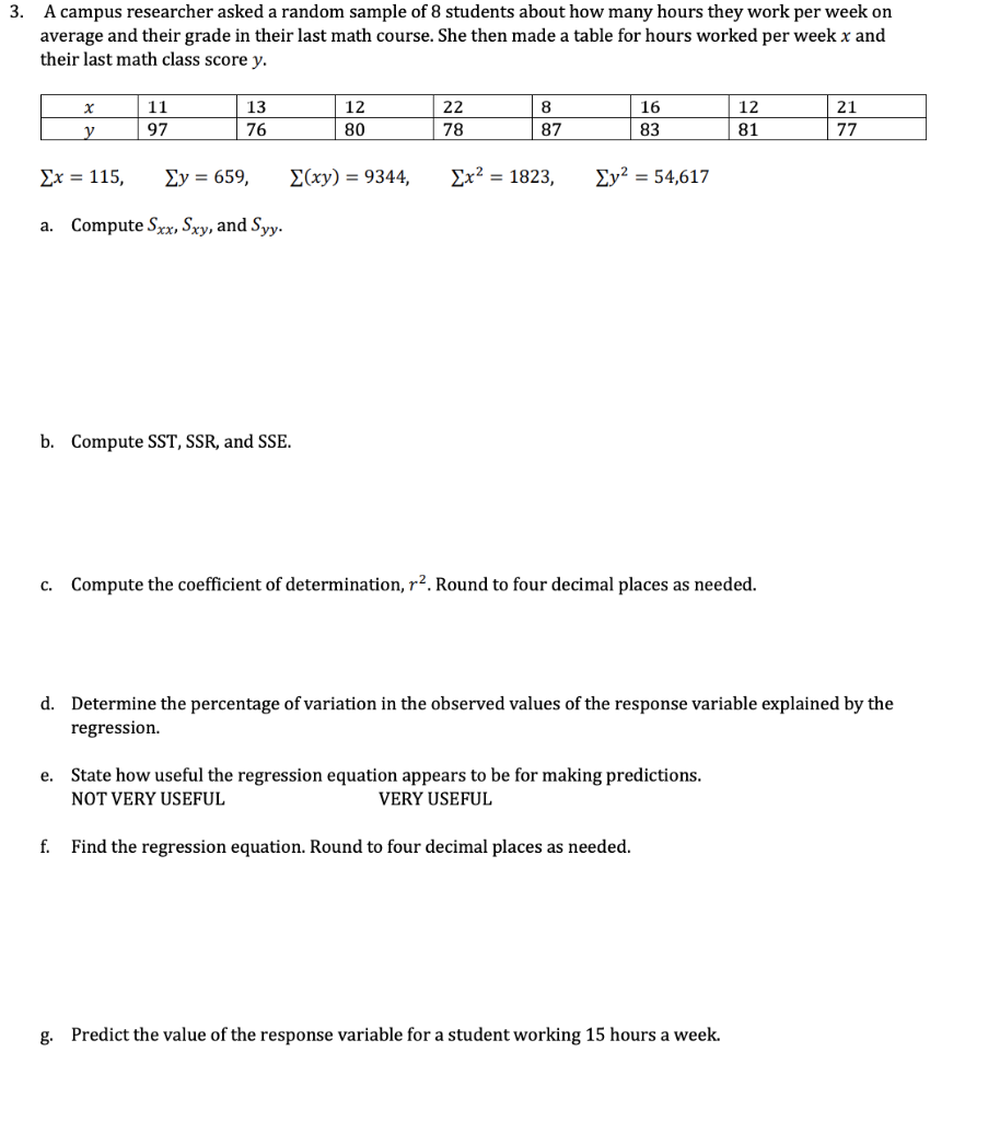 Solved 3. A campus researcher asked a random sample of 8 | Chegg.com