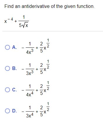 Solved Find an antiderivative of the given function. X + 1 | Chegg.com