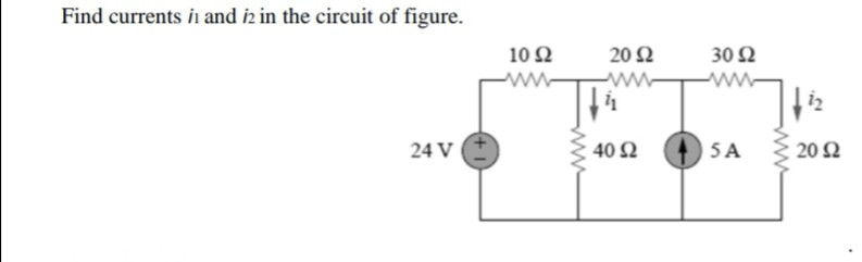 Solved Find currents 11 and 12 in the circuit of figure. | Chegg.com
