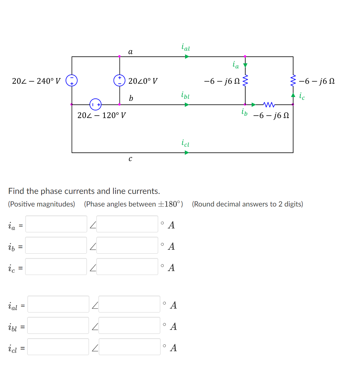 Solved Find the phase currents and line currents.(Positive