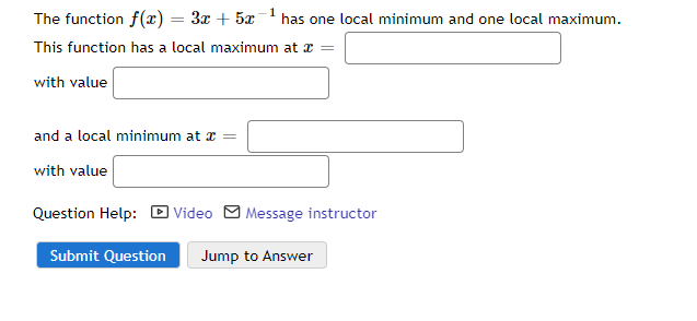 Local 3x Hd Video - Solved The function f(x) = 3x + 5x-1 has one local minimum | Chegg.com